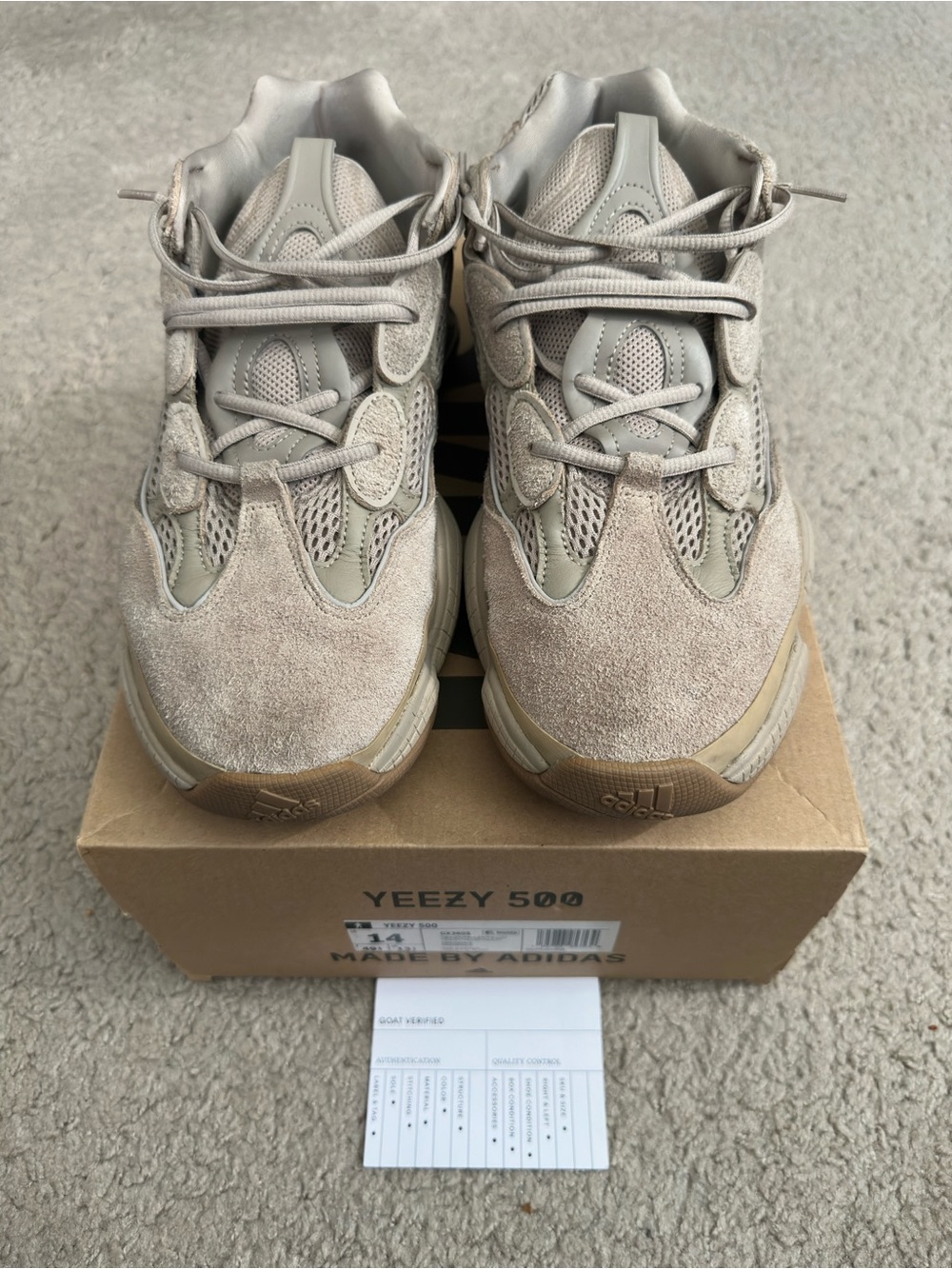 Adidas Yeezy 500 Taupe Light GX3605 Size 14